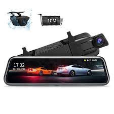 10" Full Touch Skärm Spegelbilkamera Dubbel 1080P Dash Cam Framsidan